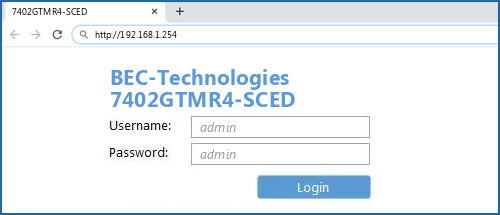 BEC-Technologies 7402GTMR4-SCED router default login
