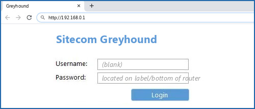 Sitecom Greyhound router default login