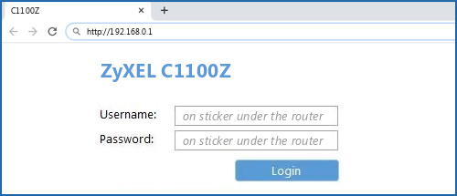 ZyXEL C1100Z router default login