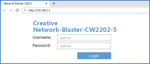 Creative Network-Blaster-CW2202-5 router default login