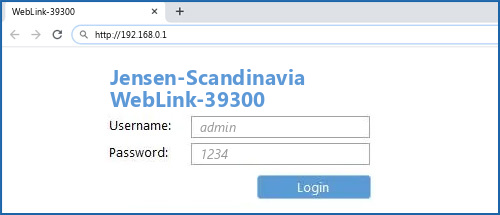 Jensen-Scandinavia WebLink-39300 router default login