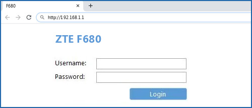 ZTE F680 router default login