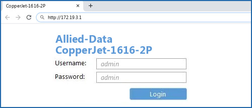 Allied-Data CopperJet-1616-2P router default login