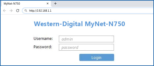 Western-Digital MyNet-N750 router default login