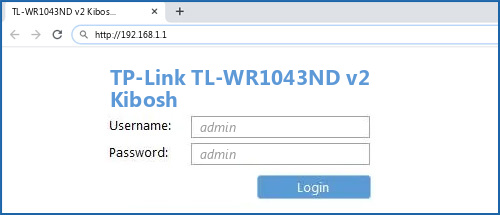 TP-Link TL-WR1043ND v2 Kibosh router default login