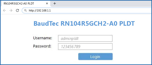 BaudTec RN104R5GCH2-A0 PLDT router default login