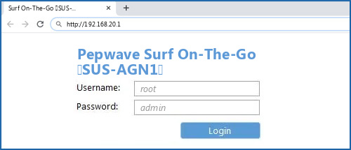 Pepwave Surf On-The-Go (SUS-AGN1) router default login