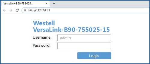 Westell VersaLink-B90-755025-15 router default login