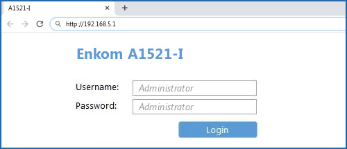 Enkom A1521-I router default login