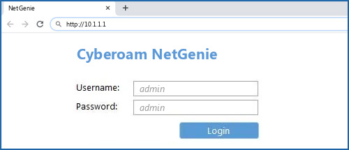 Cyberoam NetGenie router default login