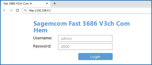 Sagemcom Fast 3686 V3ch Com Hem router default login